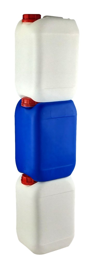 Jerrican o Garrafa apilable de plástico reutilizable 12 litros color Azul,  Blanco opaco o Natural translúcido, con tapón grifo ideal para alimentación  o sector sanitario — Konteni