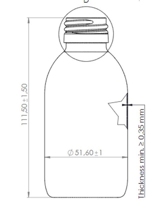 Botella Sirop 150ml Transparente con tapón precinto