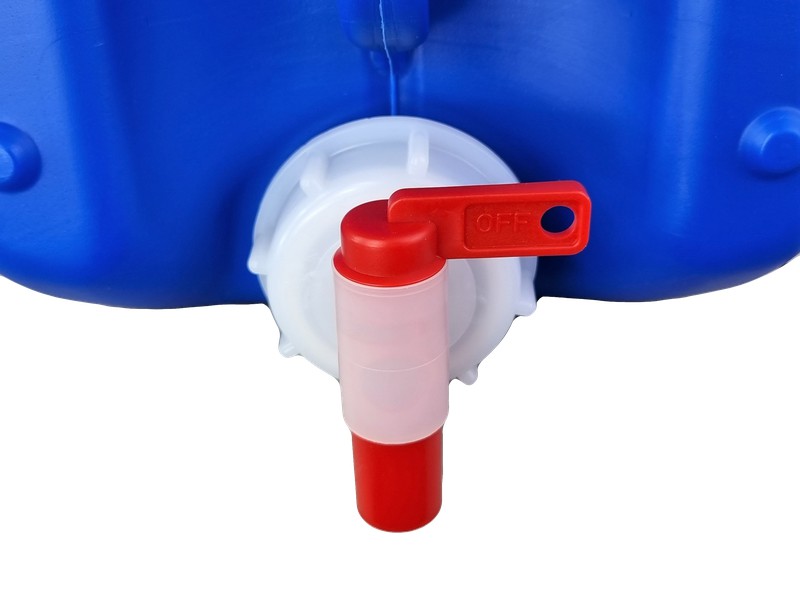 Jerrican o Garrafa apilable de plástico reutilizable 25 litros color  Natural translúcido, Blanco opaco o Azul, con tapón grifo — Konteni